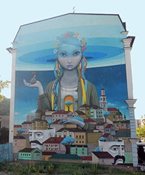 Kyiv. Chiude la Discesa di Andrea un «affresco» che occupa l’intero lato di un palazzo