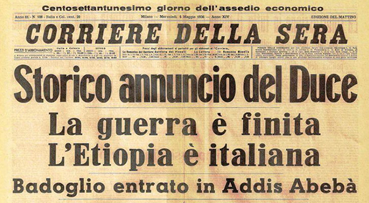L'annuncio della conquista dell'Etiopia sul Corriere della Sera